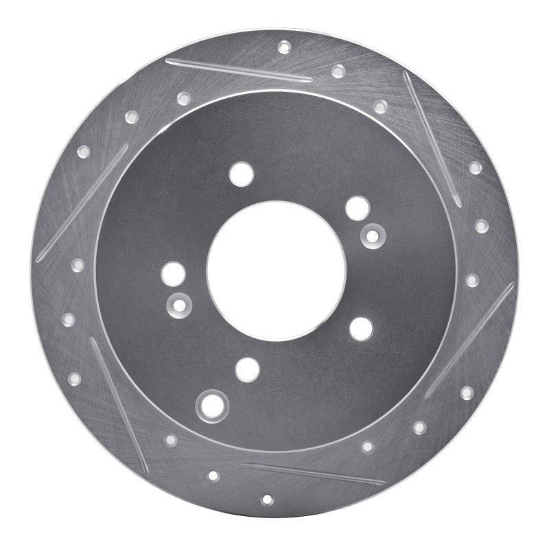 Hyundai Santa Fe Brake Rotor (1) - Rear Right - R1 Concepts - Drilled & Slotted - Silver - `01-`16